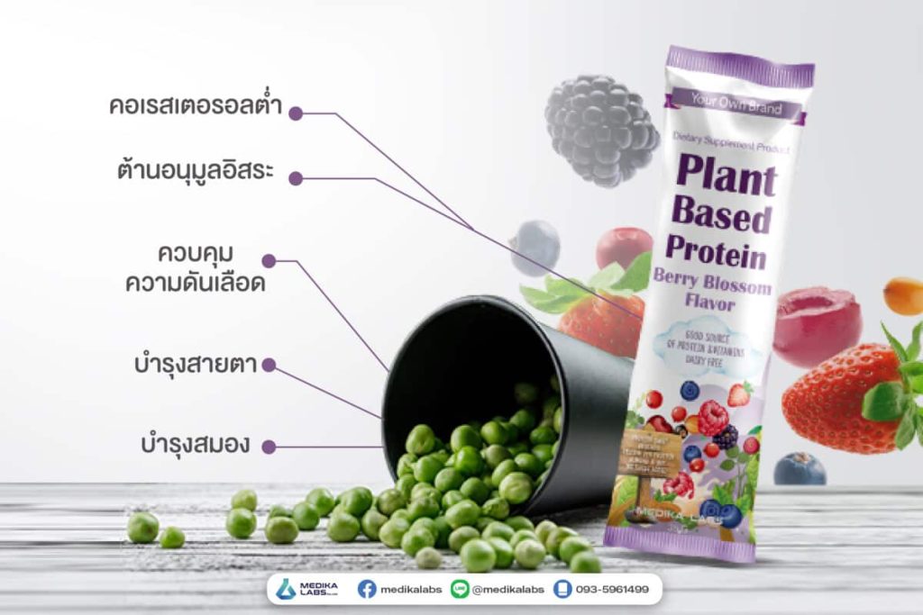 รับผลิตโปรตีน Plant-Based Protein Banana Berry Rose Flavor